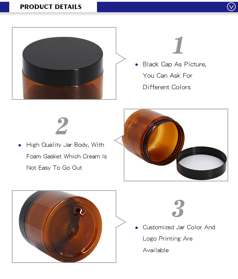 Amber PET Plastic Facial Mask Container, Cosmetic Jar For Cream And Butter