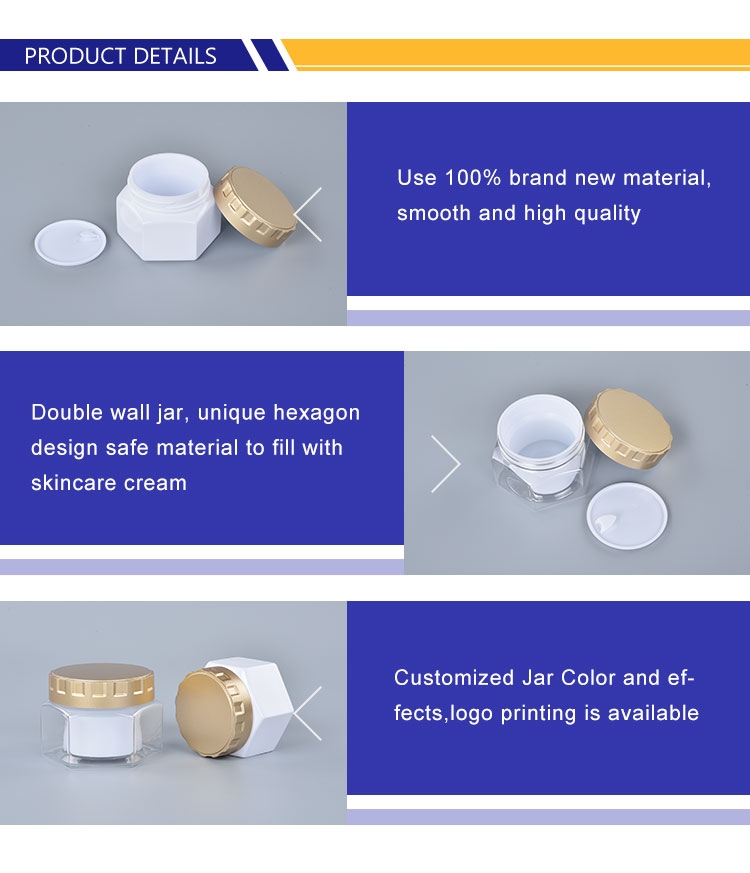 Custom Hexagonal Cosmetic Empty Cream Pot Jar