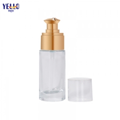 Botellas de loción de vidrio recargables de 15 ml y 25 ml Botellas de bomba de crema de oro de lujo