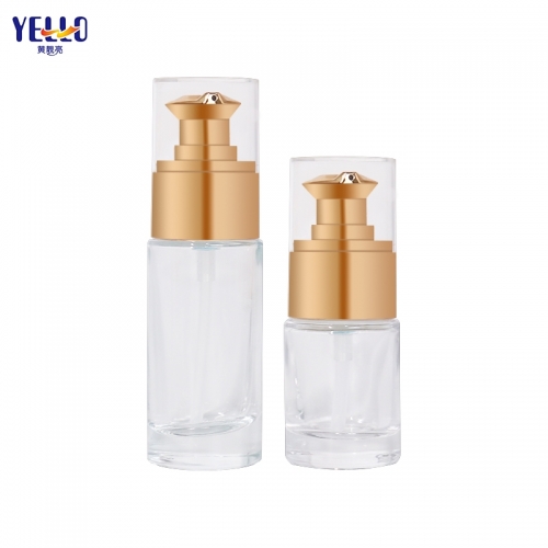 Refillable 15ml 25ml Glass Lotion Bottles Luxury Gold Cream Pump Bottles