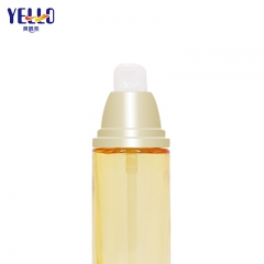 Botellas de loción de vidrio amarillo claro con bomba y tarro de crema para el cuidado de la piel