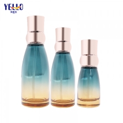 Gradient Color Glass Lotion Bottle With Pump And Elegant Cosmetic Cream Jar