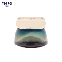 Botella de loción de vidrio de color degradado con bomba y tarro de crema cosmética elegante