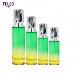 Luxury Green Yellow Glass Cream Jars And Lotion Bottles With Pump