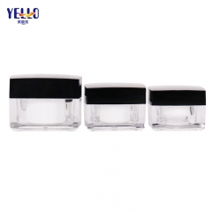 Square Clear Acrylic Lotion Bottles And Cosmetic Jars With Black Cap