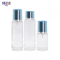 Clear Serum Lotion Pump Glass Bottle And 50Ml Luxury Glass Cream Jar