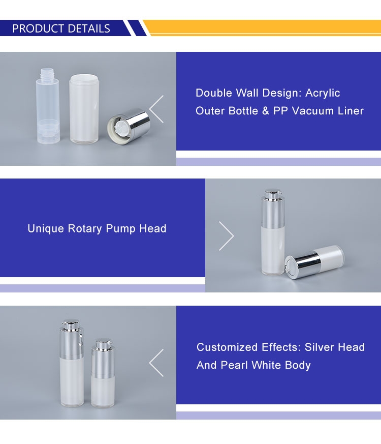 15ml 30ml 1 oz 50ml Acrylic Cosmetic Airless Pump Bottles
