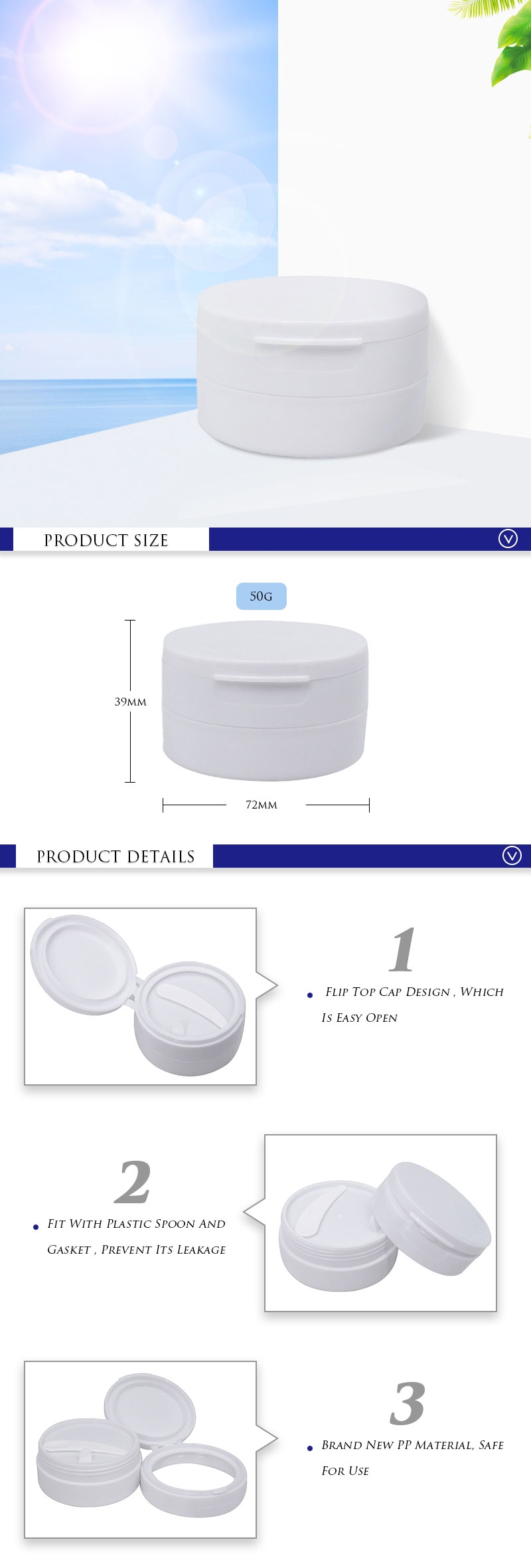 Wholesale 50 gm Emtpy White Plastic Cosmetic Container For Eye Mask