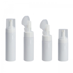 100ml 150ml Empty White Plastic Foaming Soap Bottles , PET Spray Bottle With Silicone Brush Head