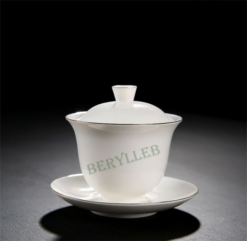 High Quality On The Gilded White Porcelain Gongfu Teacup Gaiwan w/t Sacuer 150ml * Free Shipping