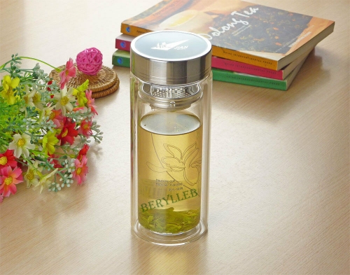 Fu Guang High Grade Double Wall Clear Glass Tea Marker w/t Filter 320ml * Free Shipping