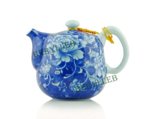 High Grade Blue Peony Porcelain Gongfu Teapot 250ml 8.4fl. oz * Free Shipping