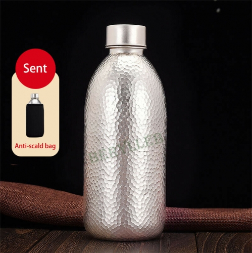 Pure Handmade S999 Pure Silver Portable Water Bottle 370ml * Free Shipping