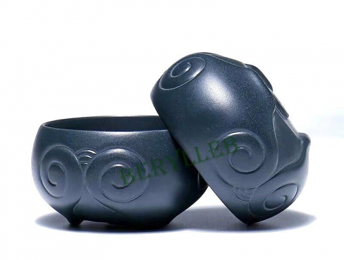 2 x Lucky Cloud Handmade Yixing Ming Guo Green Clay Zisha Gongfu Teacup 50ml * Free Shipping