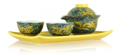 Top Grade Blue Golden Dragon Porcelain Gongfu Tea Set * 4 Pcs * Free Shipping