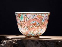 Dragon Phoenix * Pure Hand Painted Jingdezhen Porcelain Gongfu Teacup 170ml * Free Shipping
