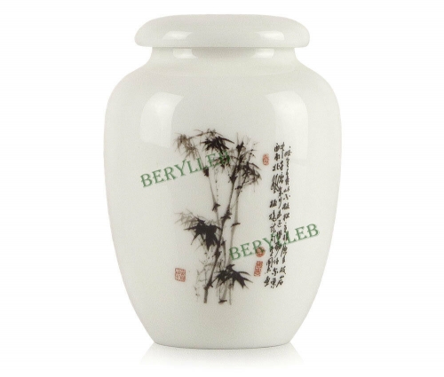 High Grade Bamboo Fine White Porcelain Tea Caddy 250ml 8.4fl. oz * Free Shipping