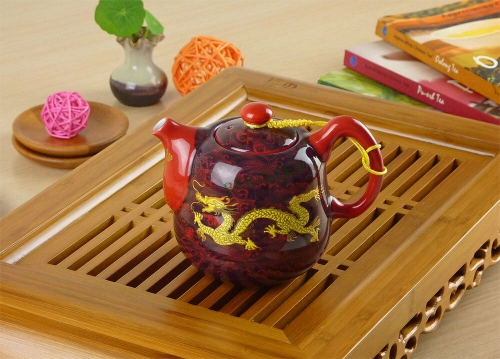 Top Grade Red Golden Dragon Porcelain Teapot 250ml 8.4fl. oz * Free Shipping
