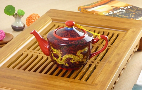 Top Grade Red Golden Dragon Porcelain Teapot 360ml 12.1fl. oz * Free Shipping