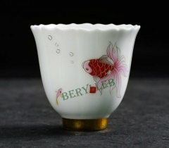 Lucky Goldfish * High Grade Jade Porcelain Gongfu Teacup 60ml * Free Shipping