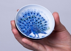 Peacock * Pure Hand Painted Jingdezhen Ji Lan Porcelain Gongfu Teacup 65ml * Free Shipping