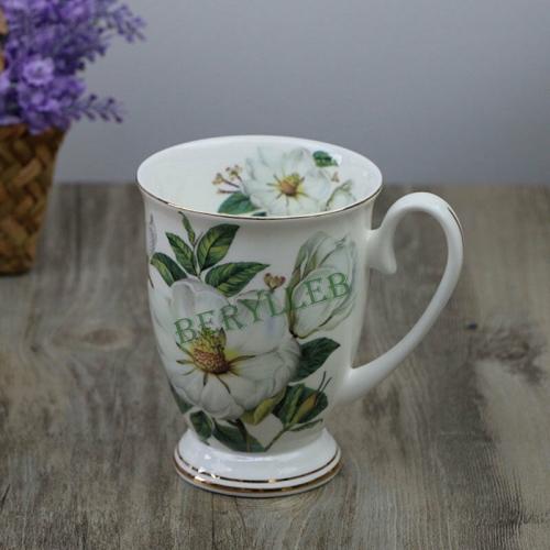 White Camellia Bone China Teacup / Coffee Cup 320ml * Free Shipping
