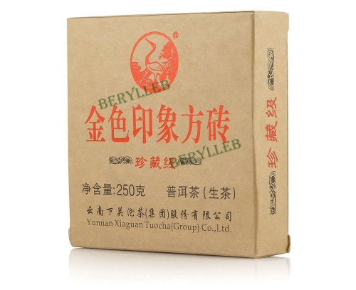Golden Impression Square Brick * 2012 Yunnan Xiaguan Raw Pu’er Tea * Free Shipping
