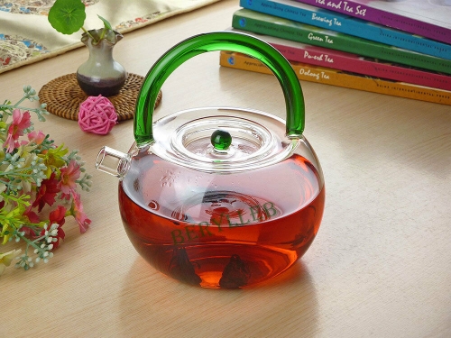 High Grade Green Handle Clear Glass Kettle 900ml 30fl.oz * Free Shipping