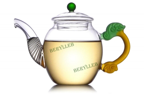 Color Handle Clear Glass Teapot w/t Filter 250ml 8.4fl. oz * Free Shipping