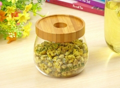 Hermetic Clear Glass Tea Caddy w/t Bamboo Lid 400ml 13.4fl. oz * Free Shipping