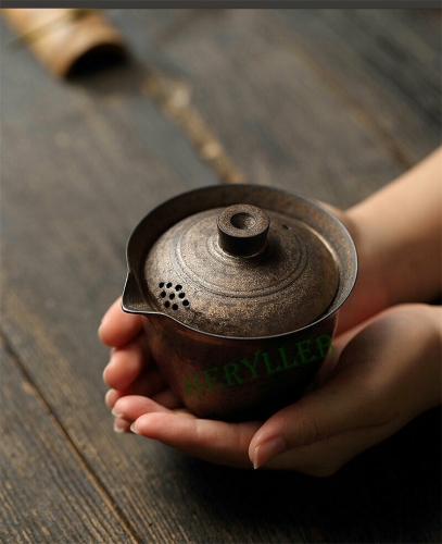 High Quality Handmade Antiqued Gilding Ceramic Gaiwan Teacup 180ml * Free Shipping