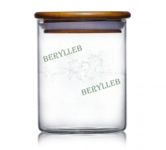 Hermetic Clear Glass Tea Caddy with Bamboo Lid 550ml 18.5fl. oz * Free Shipping