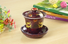 Top Grade Red Golden Dragon Porcelain Gongfu Teacup Gaiwan 200ml 6.7 fl. oz * Free Shipping