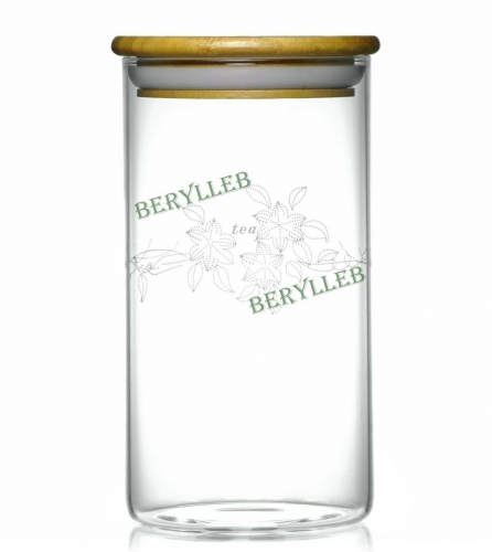 Hermetic Clear Glass Tea Caddy w/t Bamboo Lid 800ml 27fl. oz * Free Shipping