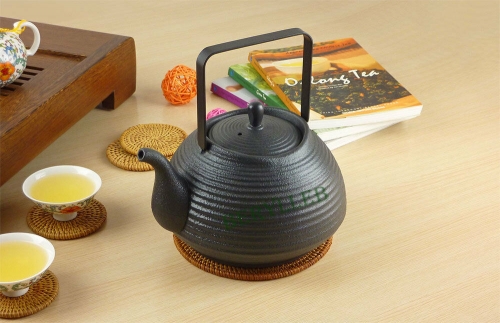 Screw Threads Teapot * High Grade Black Ceramic Teapot 1400ml 47fl.oz * Free Shipping