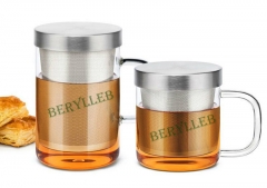 SAMA High Grade Glass Office Teacup w/t 304# Stainless Steel Infuser & Lid * Free Shipping