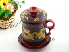 Top Grade Golden Dragon Porcelain Office Gongfu Teacup 290ml 9.74 fl. oz * Free Shipping