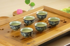 6 Cherry Leaves Porcelain Gongfu Teacups (30ml/teacup) * Free Shipping
