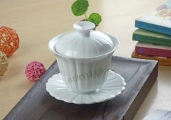 Petal Gongfu Tea Gaiwan * High Quality White Porcelain Teacup w/t Sacuer 200ml 6.7fl. oz * Free Shipping