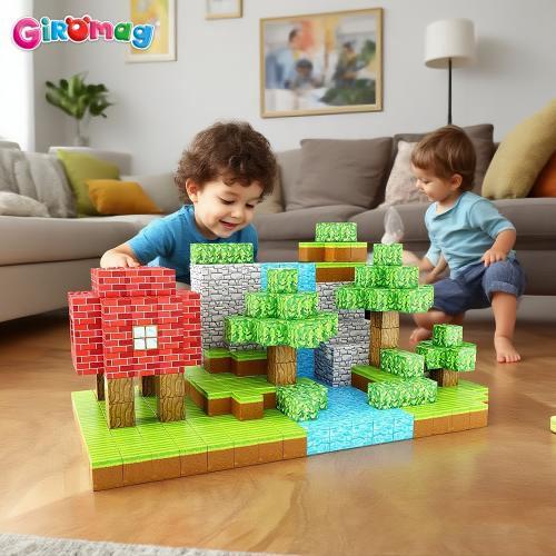GIROMAG 64PCS - 300PCS Magnetic Blocks Set Comes With A Small Toy ,Educational STEM Toys for Children Ages 3-12 Building Play
