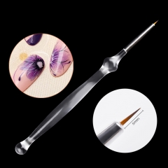1 PC Crystal Nail Art Brush DIY Design Nail Painting Drawing Carved Pen Gel UV Nail Sculpture Brushes Liner Pens Manicure Tool