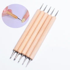 5 Pcs/Set 2 Way Wooden Dotting Pen DIY Rhinestones Picker Nail Art Pen Comfortable Handle Sequins Picker Pen Manicure Accessory