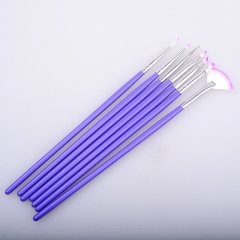 7pcs/set Purple Nail Art Design Brush DIY Painting Dotting Brushes Pen Set Manicure Tools