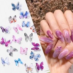 2Pcs 3D Butterfly Nail Art Decorations Handmade Colorful Mini Butterfly Jewelry Acrylic UV Gel DIY Nails Accessoires Manicure