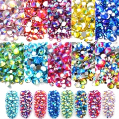 Mixed Size AB Colorful Crystal Nail Art Rhinestones Non Hotfix Flatback Glass Stones 3d Glitter Decorations Gems For DIY Nails