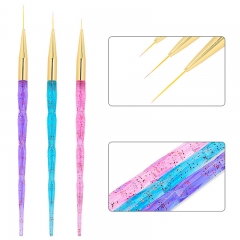 3Pcs/Set Nail Art Line Painting Brushes Sequins Handle Crystal Acrylic Thin Liner Drawing Pen UV Gel Manicure Tools