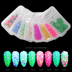 1Pack Luminous Crystal AB Nail Rhinestones Mix Size Glitter Glass Gem 3D Charm Flatback Strass Fluorescence Nail Art Decorations