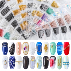 1 Pack Metal Nail Chains Caviar Beads 3D Punk Multi-size Snake Bone Crystal Nail Art Decoration DIY UV Gel Manicure Accessories