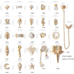 Fashion 3D Zircon Nail Art Jewelry Japanese Alloy Nail Rhinestones Diamonds Metal Chains Decorations Charm Crystal Ornaments