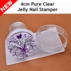 4cm Clear Matte Jelly Silicone Nail Art Stamper Scraper with Cap Polish Print Stencil Manicure Stamp Stamping Tools